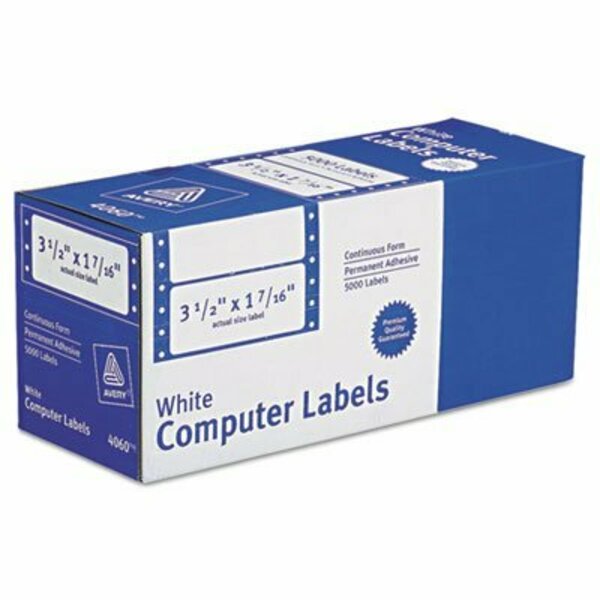 Avery Dennison Avery, DOT MATRIX PRINTER MAILING LABELS, PIN-FED PRINTERS, 1.44 X 3.5, WHITE, 5,000/BOX 4060